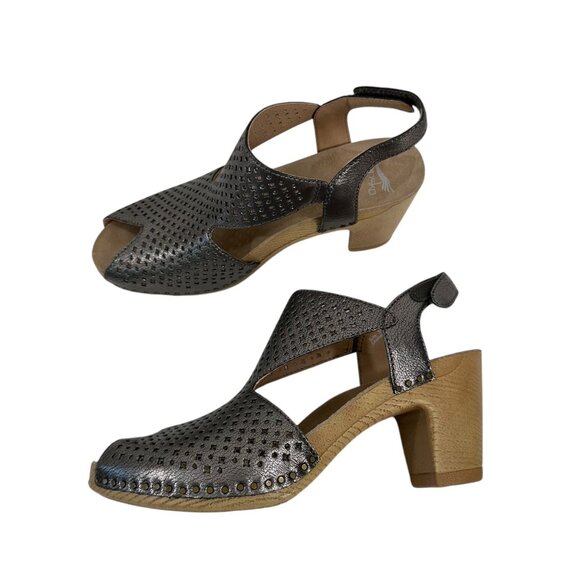 Dansko Teagan Womens Open-Toe Metallic Slingback Block Heel Sandals - Size 39 - Picture 2 of 11